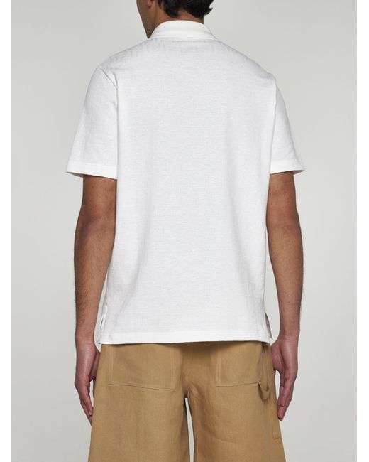 Fendi White Ff Pique Cotton Polo Shirt for men