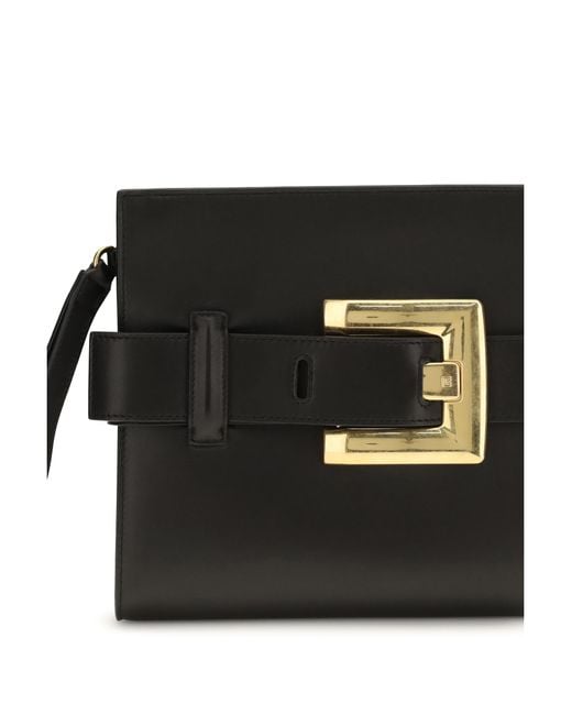 Balmain Black Anthem Leather Clutch Lamb Ovis Aries Clutches