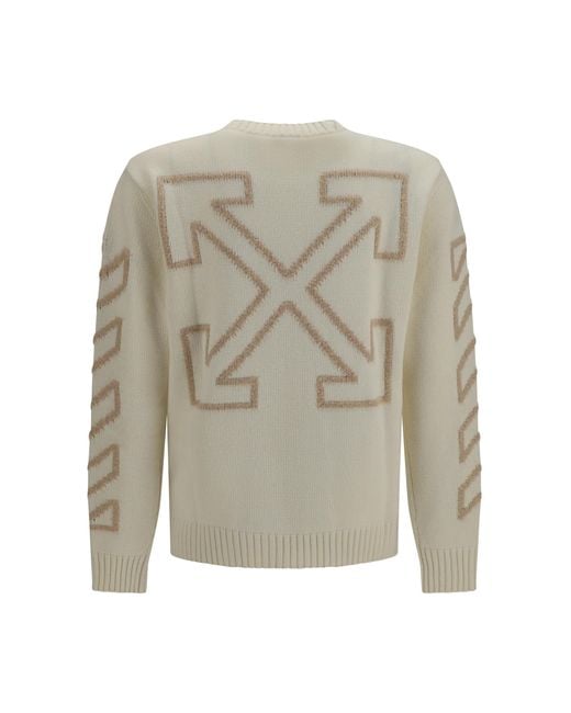 Off-White c/o Virgil Abloh White Arrow Fuzzy Crewneck Sweater Wool Ovis Aries; Polyamide for men