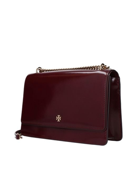 Tory Burch Purple Red Leather Crossbody Bag