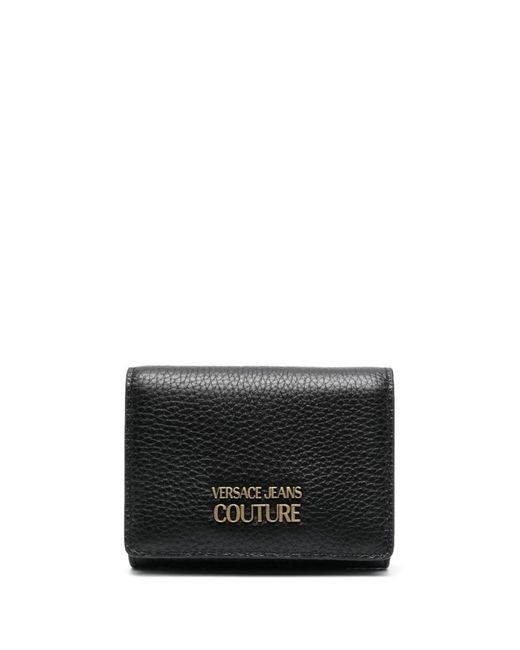 Versace Black Logo-plaque Grained Leather Wallet for men