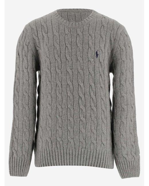 Polo Ralph Lauren Gray Cable-Knit Sweater Wool And Cashmere for men