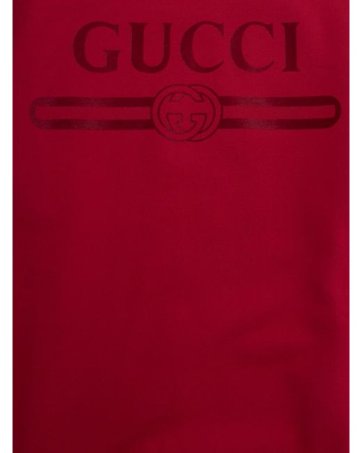 Gucci Red Sweatshirt With Contrast Logo Fabric Hoods & Sweatshirts for men