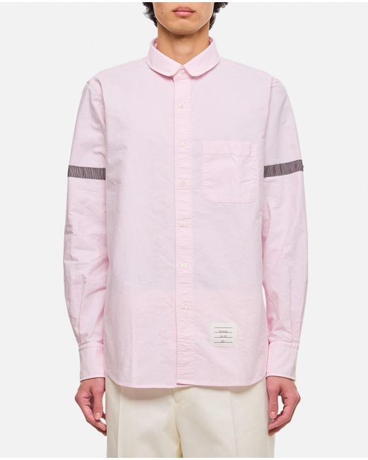 Thom Browne Pink Straight Fit Mini Round Collar Cotton Shirt for men