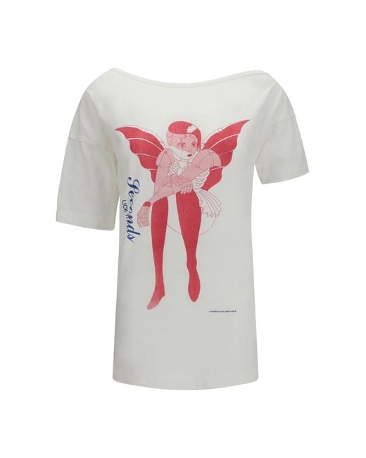 Our Legacy White Slant T-Shirt With Cybernetic Demon Print
