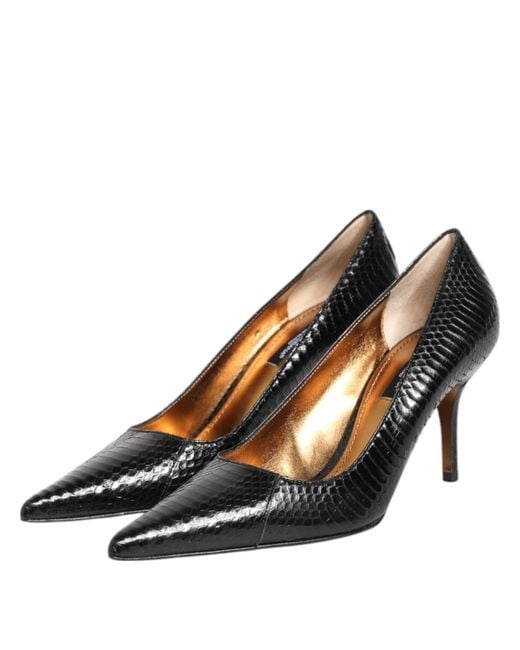 Dolce & Gabbana Brown Exotic Leather Stiletto Pumps Shoes Python