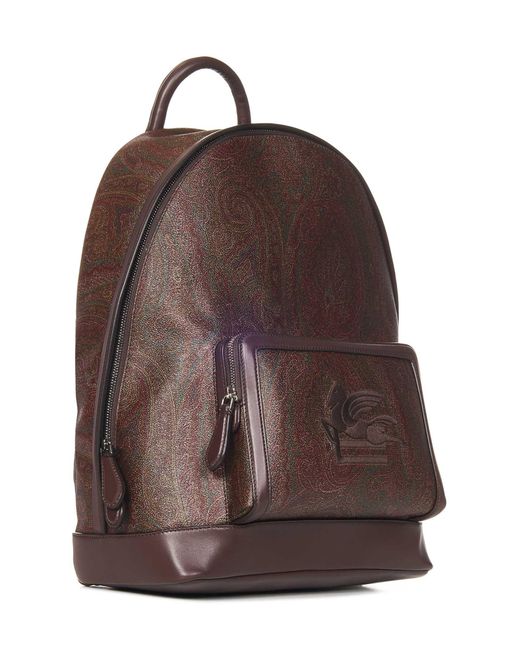 Etro Brown Paisley Backpack for men