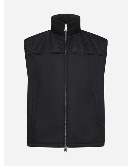 Gucci Black Gg Padded Nylon Down Vest for men
