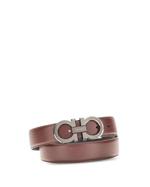 Ferragamo Brown Reversible And Adjustable Gancini Belt Calf Leather Bos Taurus E Braces for men