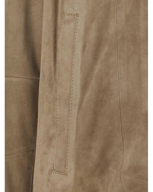 Low Brand Brown Suede Jacket With Shirt Collar for men