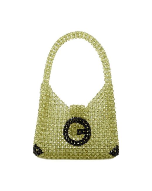 Germanier Green Beaded Hobo Bag