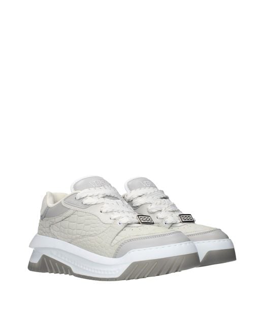 Versace White Leather Low Top Sneakers for men