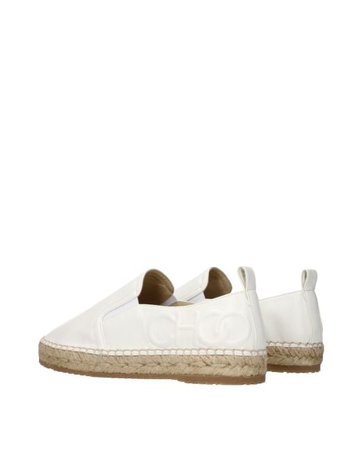 Jimmy Choo White Lychee Espadrilles Leather/Latte