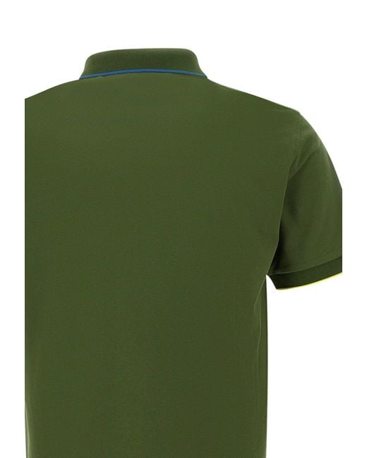 Sun 68 Green Small Stripe Cotton Polo Shirt for men