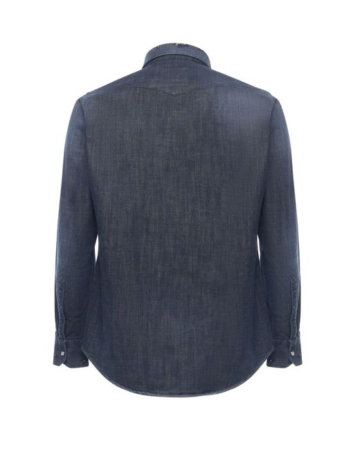 Sartorio Napoli Blue Texas Cotton Denim Shirt for men