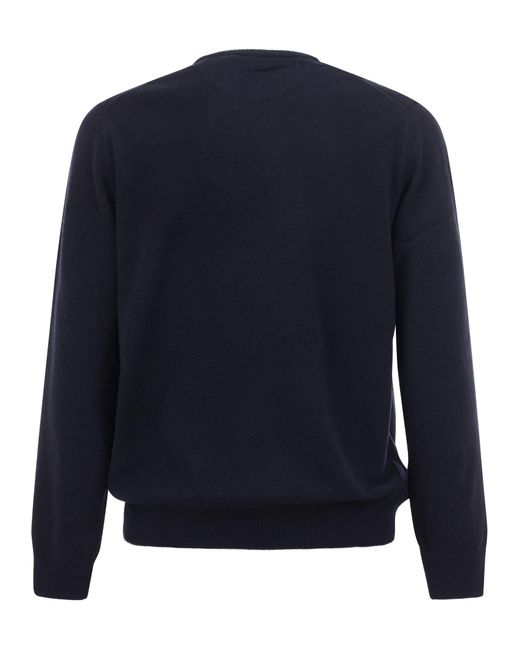 Ralph Lauren Blue Crew-Neck Wool Sweater for men