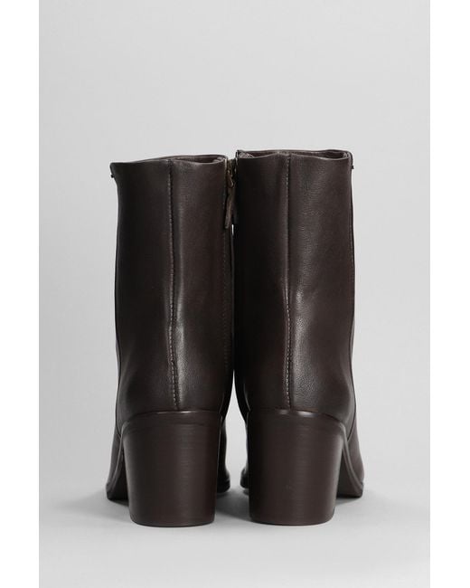 Julie Dee High Heels Ankle Boots In Dark Brown Leather Lyst