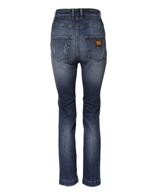 Dolce & Gabbana Blue Rhinestone Embellished Denim Jeans Cotton Elastane Clothing