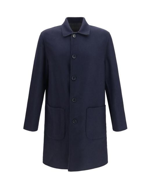 Etro Blue Soho Reversible Wool-Blend Coat for men