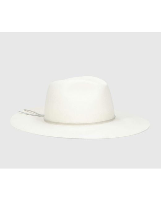Borsalino White Heath Alessandria Brushed Felt With Leather Hatband for men