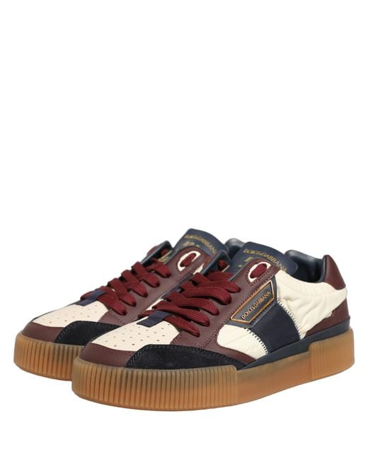 Dolce & Gabbana Red Leather Miami Low Top Sneakers Shoes Cotton Nylon Viscose Calf for men