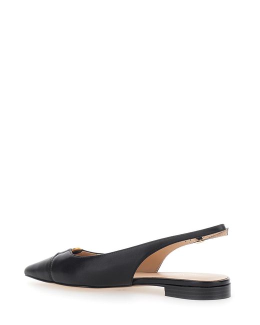 Twinset Black Ballet Shoes With Pointed Design And Adjustable Strap