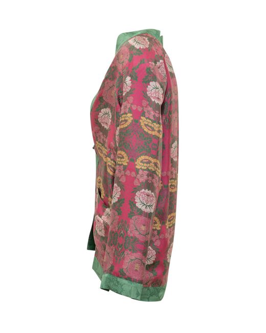 Pierre Louis Mascia Multicolor Silk Kimono With Floral Pattern
