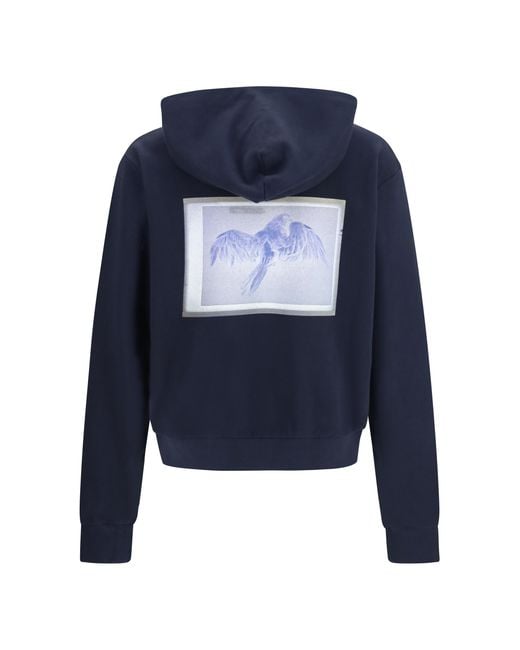 Maison Margiela Blue Hooded Sweatshirt With Central Pocket Cotton Sweatshirts for men