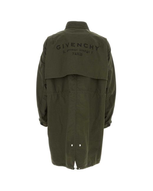 Givenchy Green Stamp Print Zip-Up Parka Jacket for men