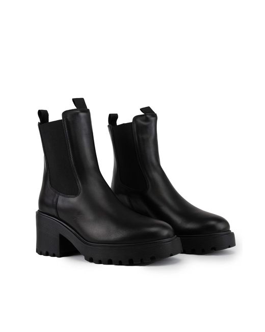 Hogan Black Calf Leather Chelsea Ankle Boots