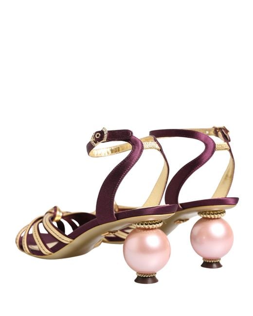 Dolce & Gabbana Natural Keira Pearl Heels Sandals Shoes Silk Viscose Lamb
