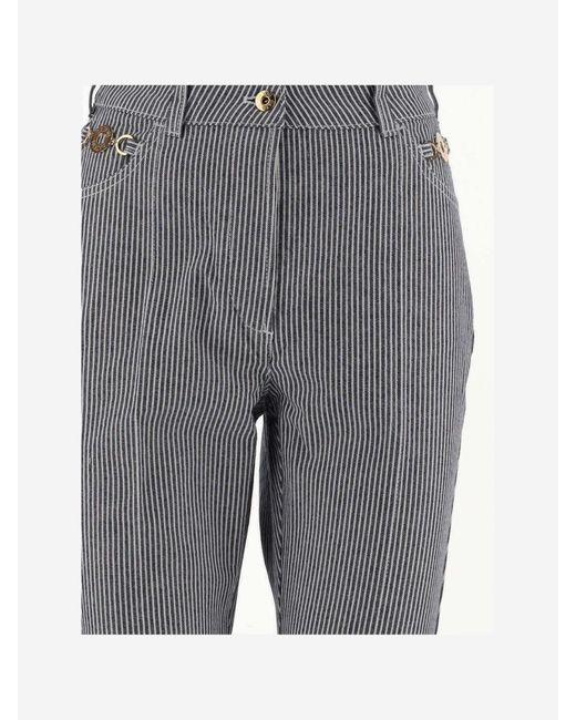Patou Gray Cotton Denim Flare Pants