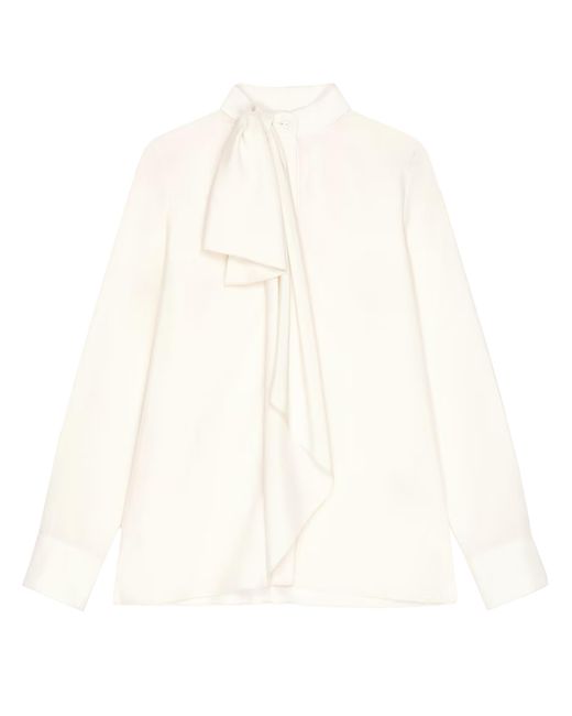 Givenchy White Draped Bow Blouse