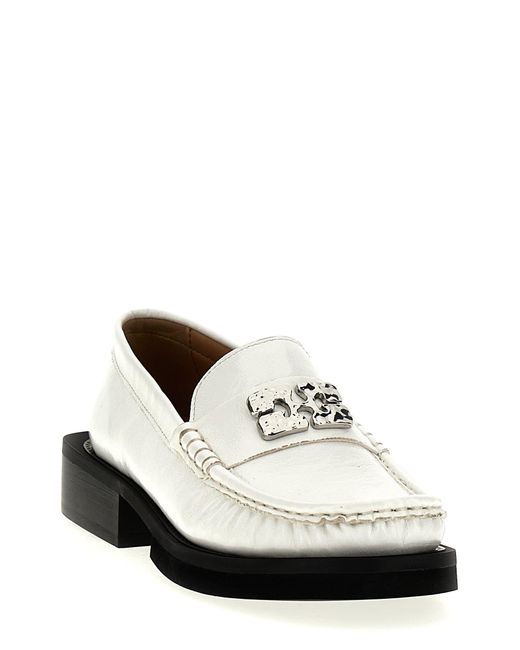 Ganni White 'Butterfly' Loafers