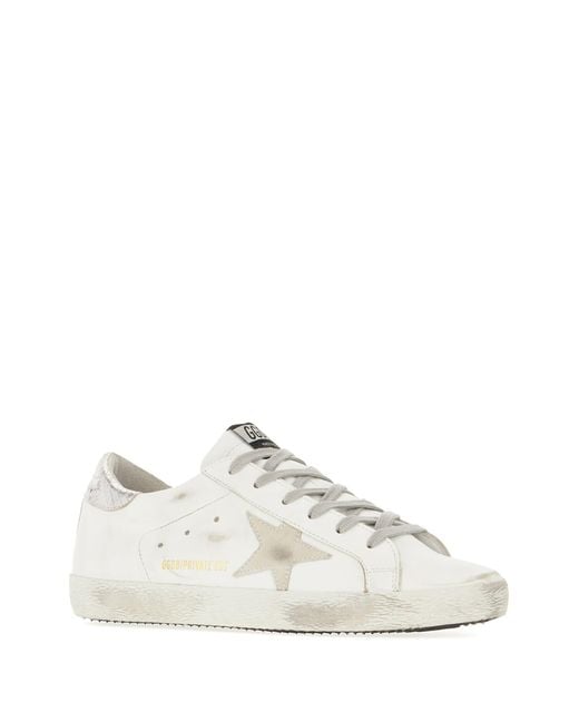 Golden Goose Deluxe Brand White Super-Star Leather Upper Suede Star Piper Print Heel