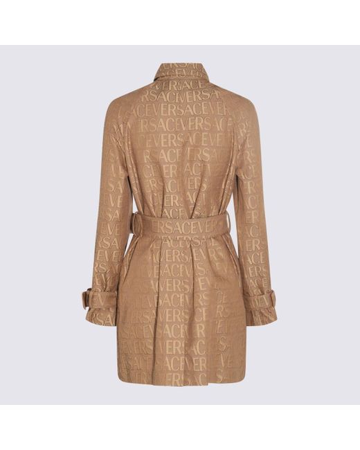 Versace Brown Light Cotton Blend Trench Coat