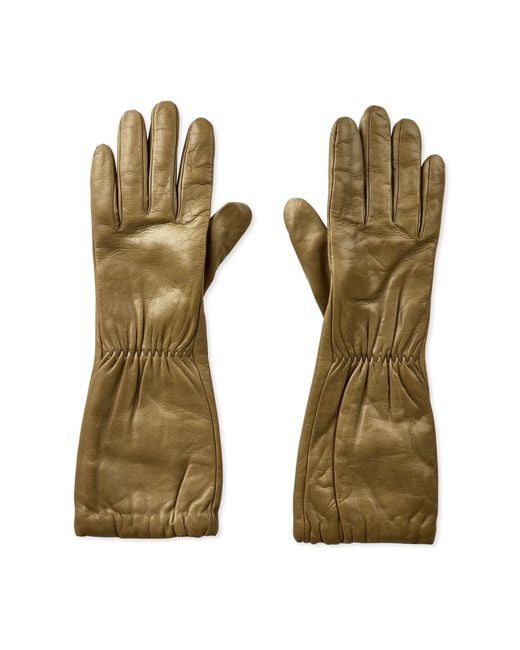 Bottega Veneta Green Embossed Logo Leather Gloves Accessories