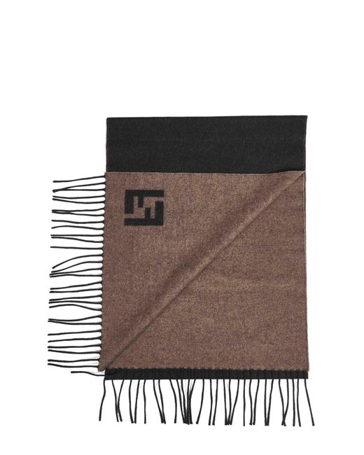 Fendi Black Silk And Sand Two-Tone Wool And Cashmere Scarf for men
