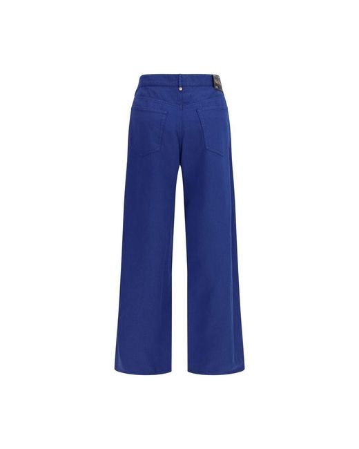 Max Mara Blue Cotton Casual Pants