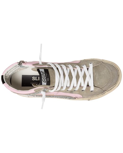Golden Goose Leather Slide High-top Sneakers in Pink | Lyst