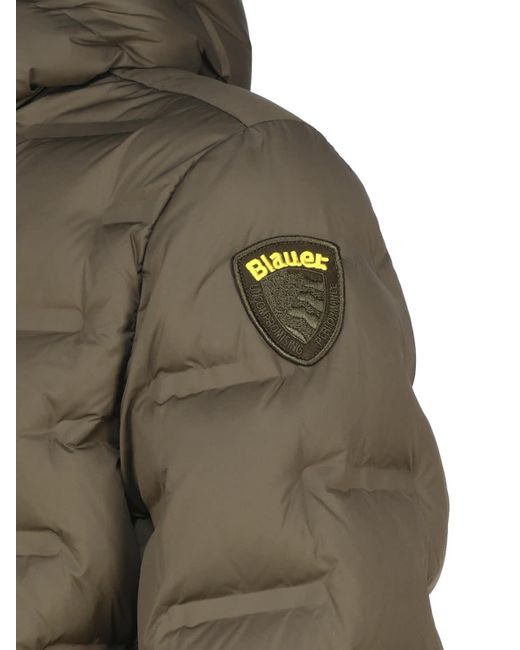 Blauer Green Nylon Down Jacket With Rectangle Quilting