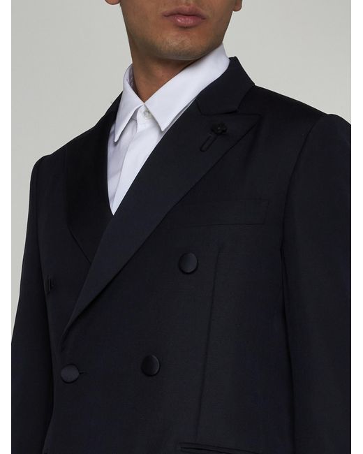 Lardini Blue Wool Double-Breasted Tuxedo for men
