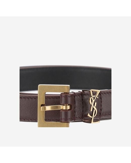 Saint Laurent Black Leather Belt Cassandre Calfskin