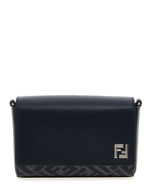 Fendi Blue 'Compact Bag Squared Ff' Crossbody Bag for men