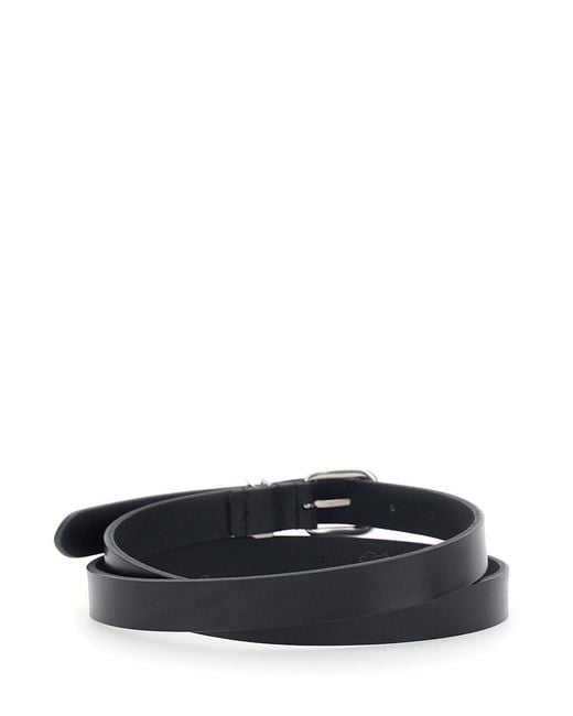 Saint Laurent White Belt Cassandre Plate Leather Calf for men