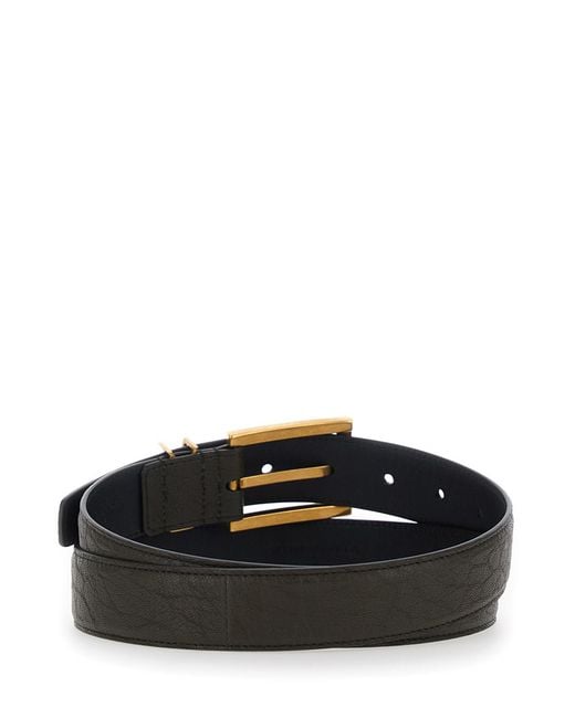 Saint Laurent Black Belt Cassandre Leather