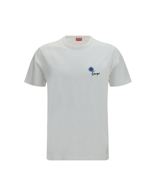 KENZO Gray Tulip Embroidered Cotton T-Shirt T-Shirts for men