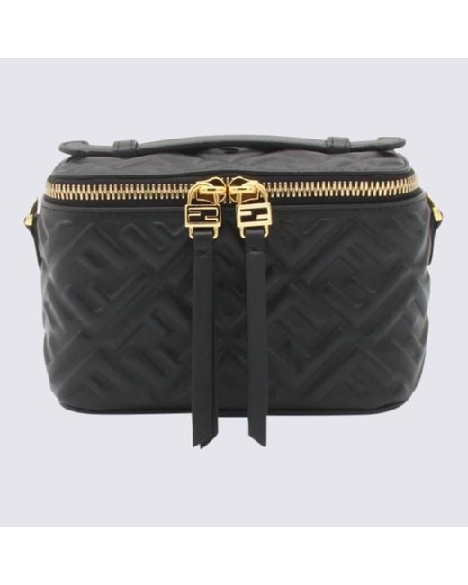 Fendi Black Leather Vanity Top Handle Bag