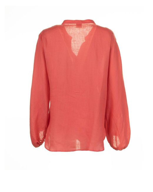 Eleventy Red Coral Linen Shirt