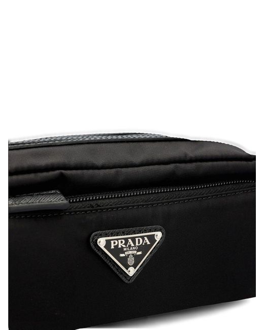 Prada Black Triangle Logo Plaque Make-Up Bag